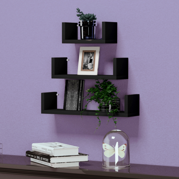 Jogo De 3 Prateleiras Tipo U De Mdf 3 Tamanhos 60cm | 50cm |